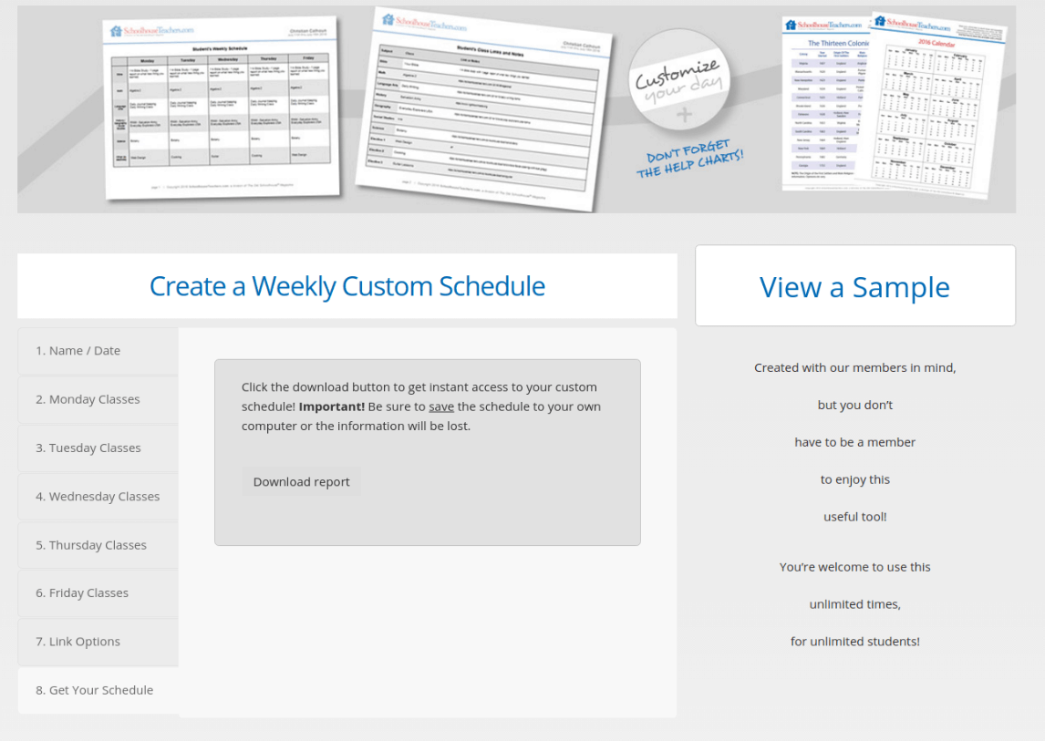 Schoolhouse Teachers Schedule Builder