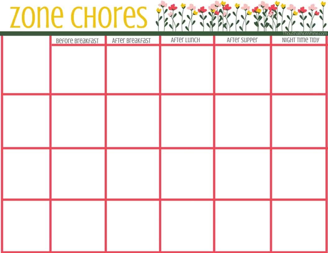 Zone Chore Chart ThouShallNotWhine.com