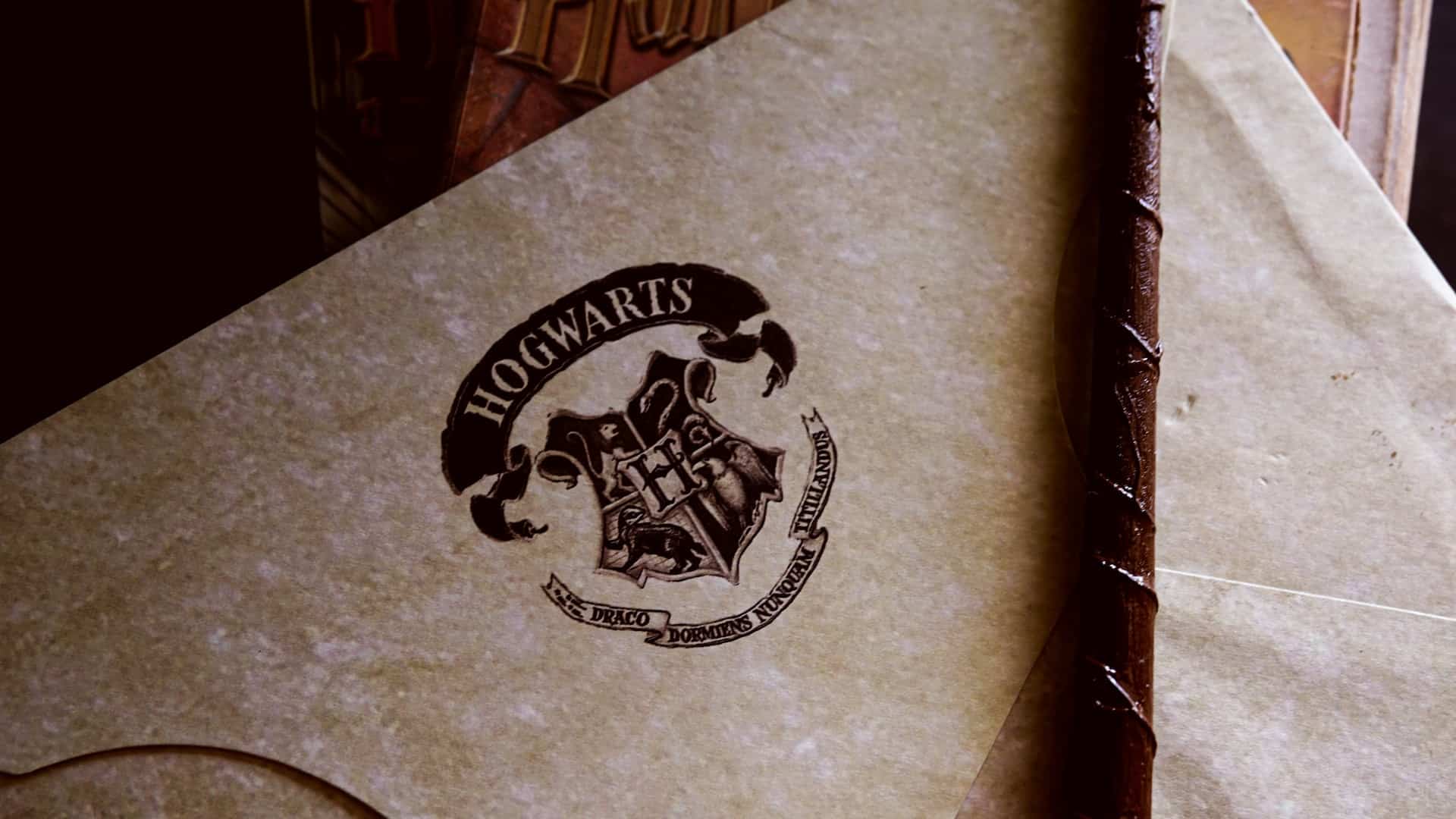 Harry Potter logo on a piece of parchment