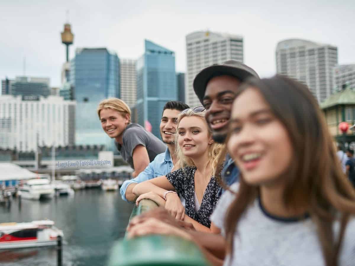 Group of young people visiting Sydney, Australia